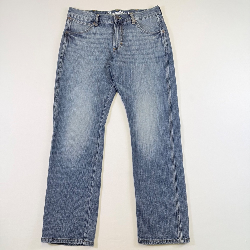 Wrangler Retro Slim Straight Jeans Mens 32x30 Blue Medium Wash Western Cowboy